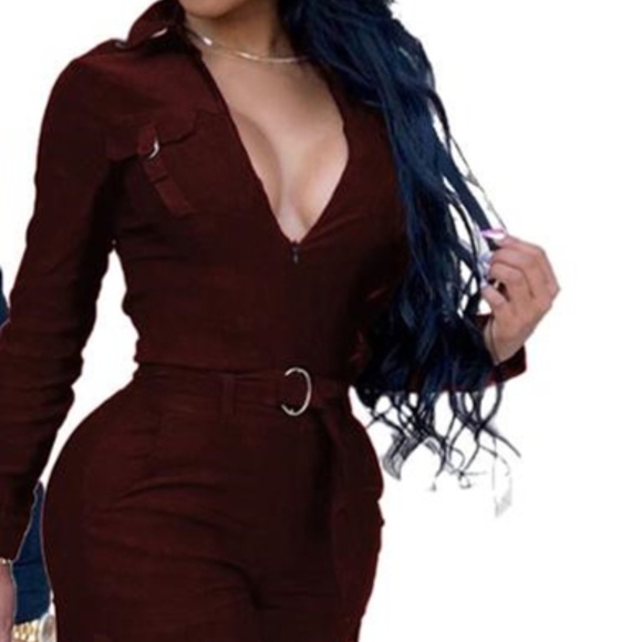 Momani Boutique Pants - ONE PIECE BODYCON LONG SLEEVE JUMPSUIT